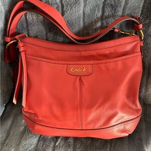 Coach Orange Leather Shoulder Bag with Adjustable Strap